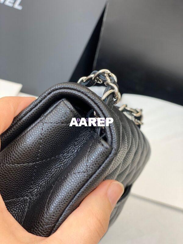 Replica Chanel Quilted Mini Classic Flap Bag Tiny Grainy Caviar Black 10