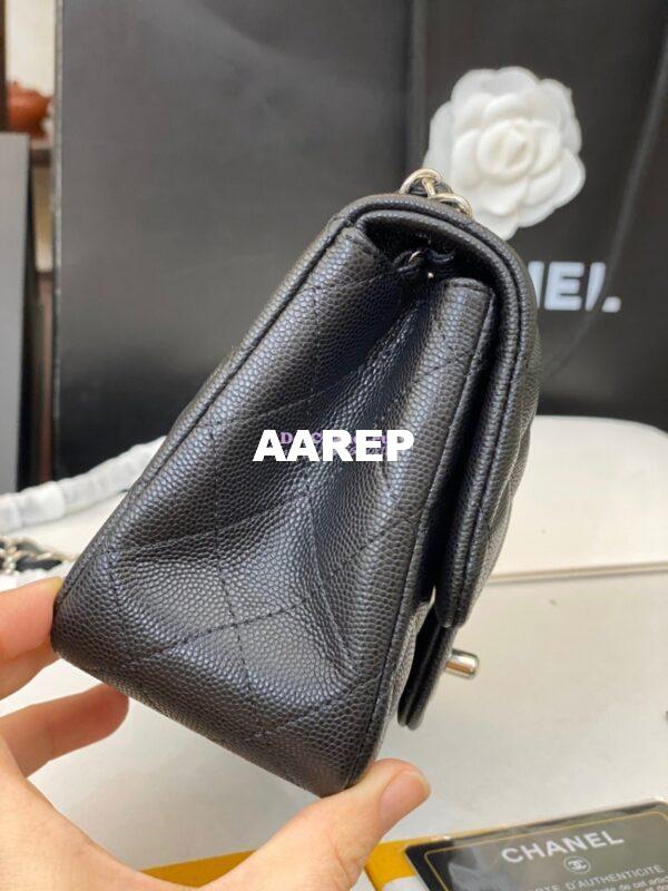 Replica Chanel Quilted Mini Classic Flap Bag Tiny Grainy Caviar Black 11