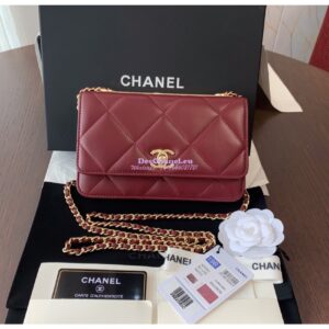 Replica Chanel Trendy CC Wallet On Chain WOC in Large Quilting Lambskin A80982 Red