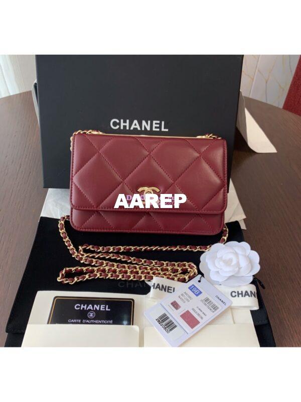 Replica Chanel Trendy CC Wallet On Chain WOC in Large Quilting Lambskin A80982 Red