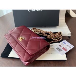 Replica Chanel Trendy CC Wallet On Chain WOC in Large Quilting Lambskin A80982 Red 2