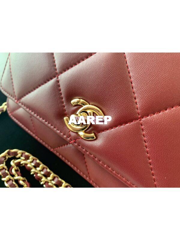Replica Chanel Trendy CC Wallet On Chain WOC in Large Quilting Lambskin A80982 Red 3