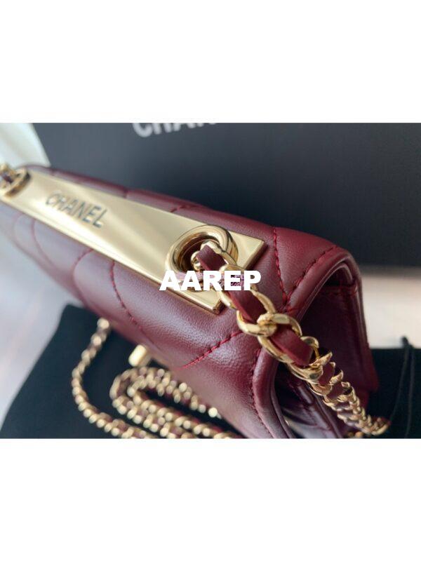 Replica Chanel Trendy CC Wallet On Chain WOC in Large Quilting Lambskin A80982 Red 4