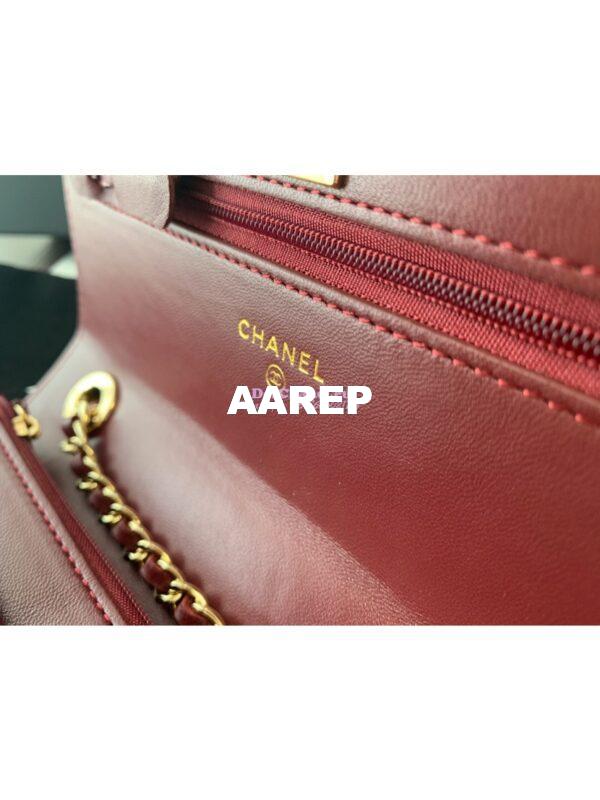 Replica Chanel Trendy CC Wallet On Chain WOC in Large Quilting Lambskin A80982 Red 6