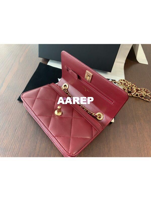 Replica Chanel Trendy CC Wallet On Chain WOC in Large Quilting Lambskin A80982 Red 7