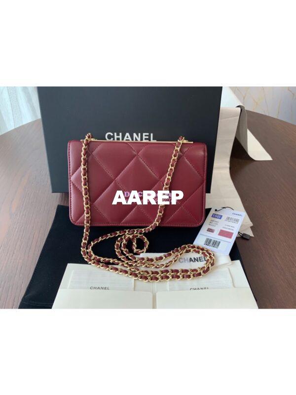 Replica Chanel Trendy CC Wallet On Chain WOC in Large Quilting Lambskin A80982 Red 9