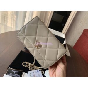 Replica Chanel Trendy CC Wallet On Chain WOC in Large Quilting Lambskin A80982 Grey 2