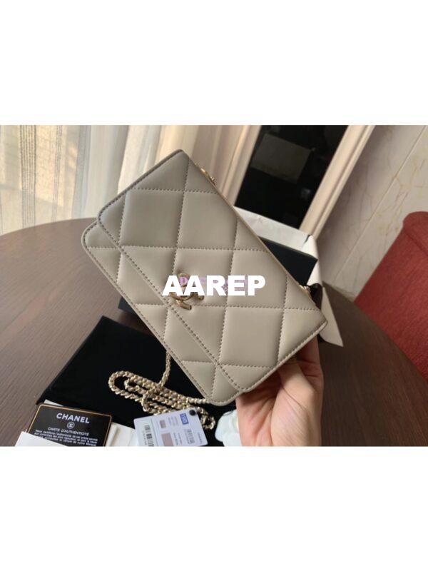 Replica Chanel Trendy CC Wallet On Chain WOC in Large Quilting Lambskin A80982 Grey 4