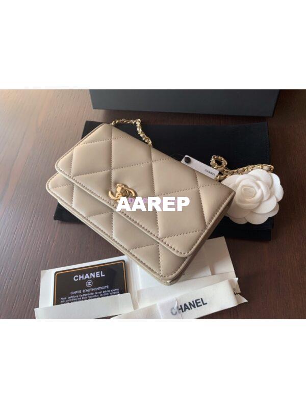 Replica Chanel Trendy CC Wallet On Chain WOC in Large Quilting Lambskin A80982 Grey 5