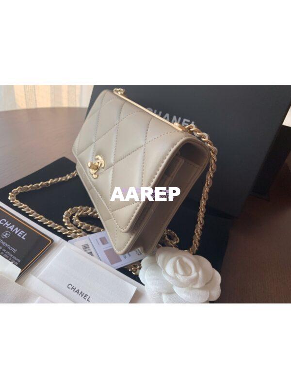 Replica Chanel Trendy CC Wallet On Chain WOC in Large Quilting Lambskin A80982 Grey 7
