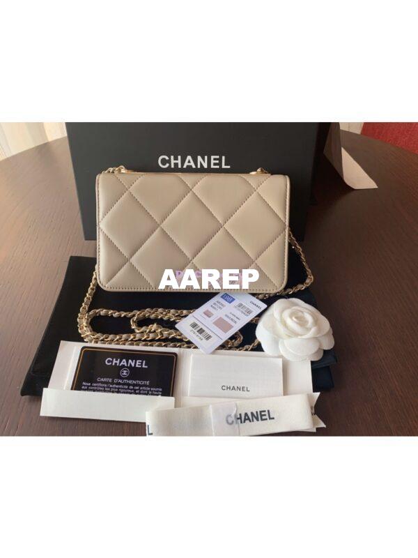 Replica Chanel Trendy CC Wallet On Chain WOC in Large Quilting Lambskin A80982 Grey 12