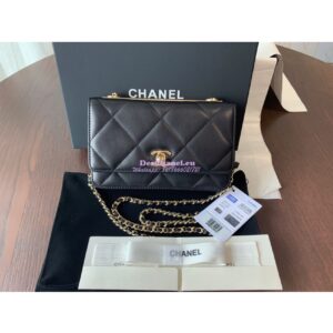 Replica Chanel Trendy CC Wallet On Chain WOC in Large Quilting Lambskin A80982 Black