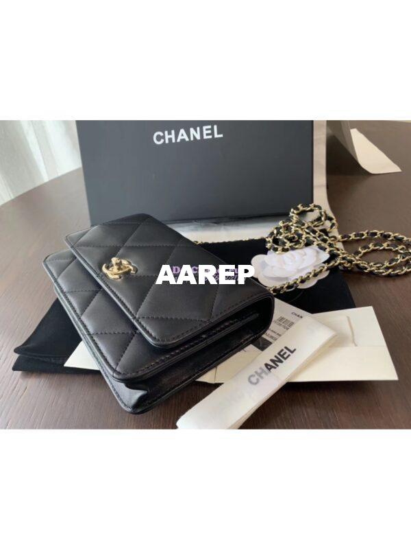 Replica Chanel Trendy CC Wallet On Chain WOC in Large Quilting Lambskin A80982 Black 4