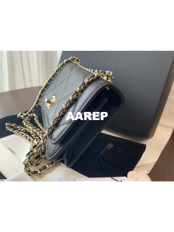 Replica Chanel Trendy CC Wallet On Chain WOC in Large Quilting Lambskin A80982 Black 5