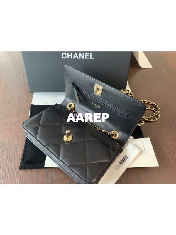 Replica Chanel Trendy CC Wallet On Chain WOC in Large Quilting Lambskin A80982 Black 7