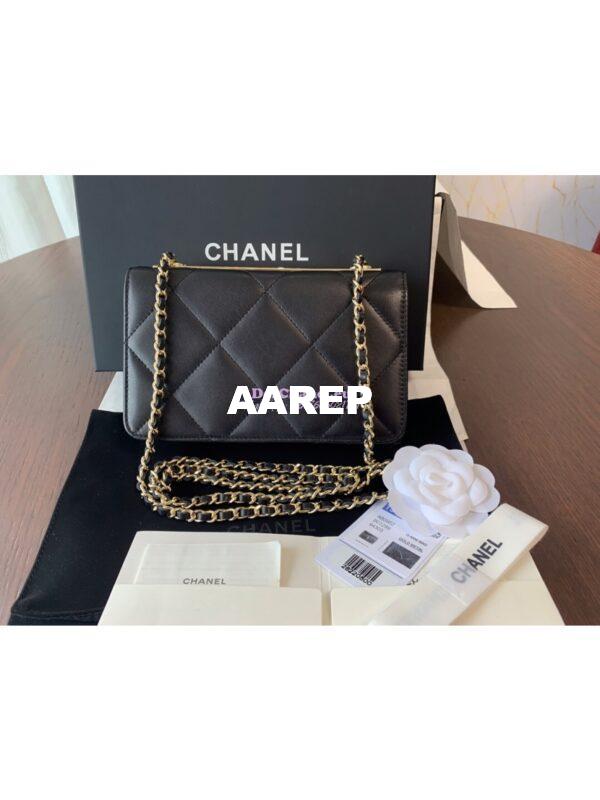 Replica Chanel Trendy CC Wallet On Chain WOC in Large Quilting Lambskin A80982 Black 10