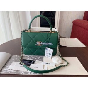 Replica Chanel New Trendy CC A92236 in Large Quilting Lambskin Green