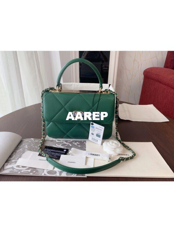 Replica Chanel New Trendy CC A92236 in Large Quilting Lambskin Green 3