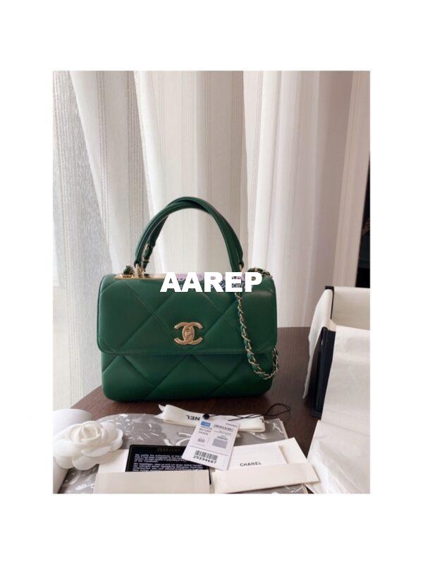 Replica Chanel New Trendy CC A92236 in Large Quilting Lambskin Green 4