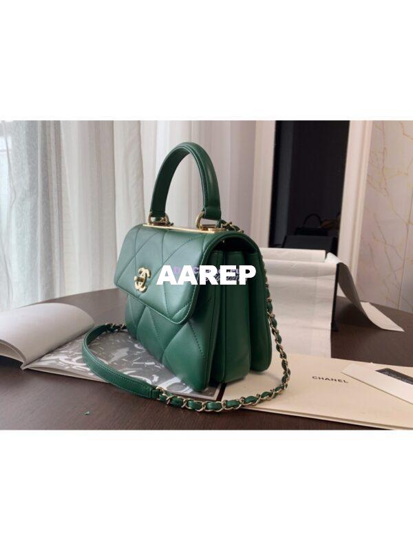 Replica Chanel New Trendy CC A92236 in Large Quilting Lambskin Green 6
