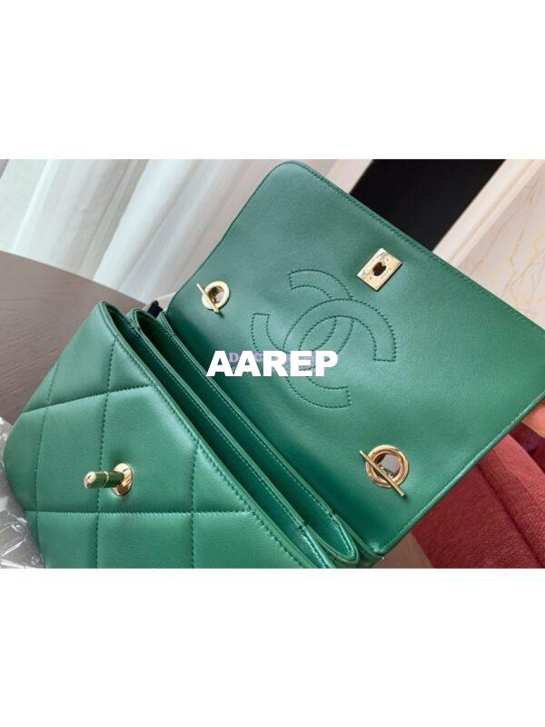 Replica Chanel New Trendy CC A92236 in Large Quilting Lambskin Green 10