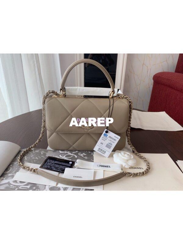 Replica Chanel New Trendy CC A92236 in Large Quilting Lambskin Grey 3
