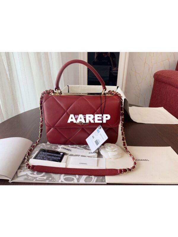 Replica Chanel New Trendy CC A92236 in Large Quilting Lambskin Red 3