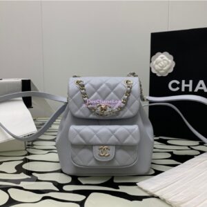 Replica Chanel 24P Mini Duma Backpack in Calfskin AS2908 Grey