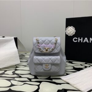 Replica Chanel 24P Mini Duma Backpack in Calfskin AS2908 Grey 2