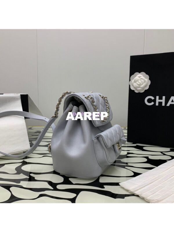 Replica Chanel 24P Mini Duma Backpack in Calfskin AS2908 Grey 4