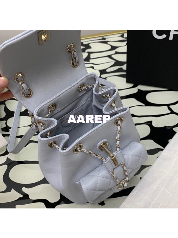 Replica Chanel 24P Mini Duma Backpack in Calfskin AS2908 Grey 5