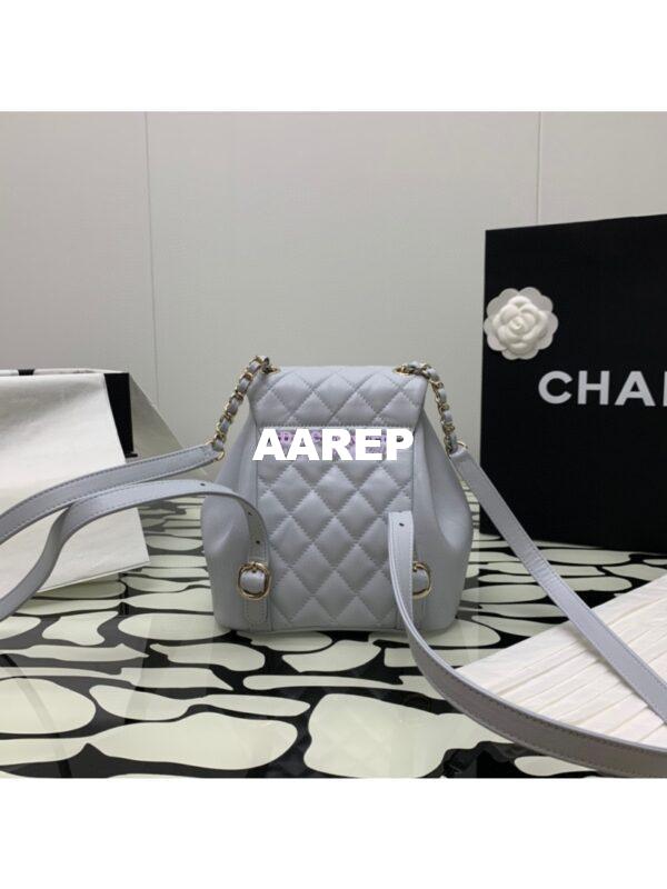 Replica Chanel 24P Mini Duma Backpack in Calfskin AS2908 Grey 8