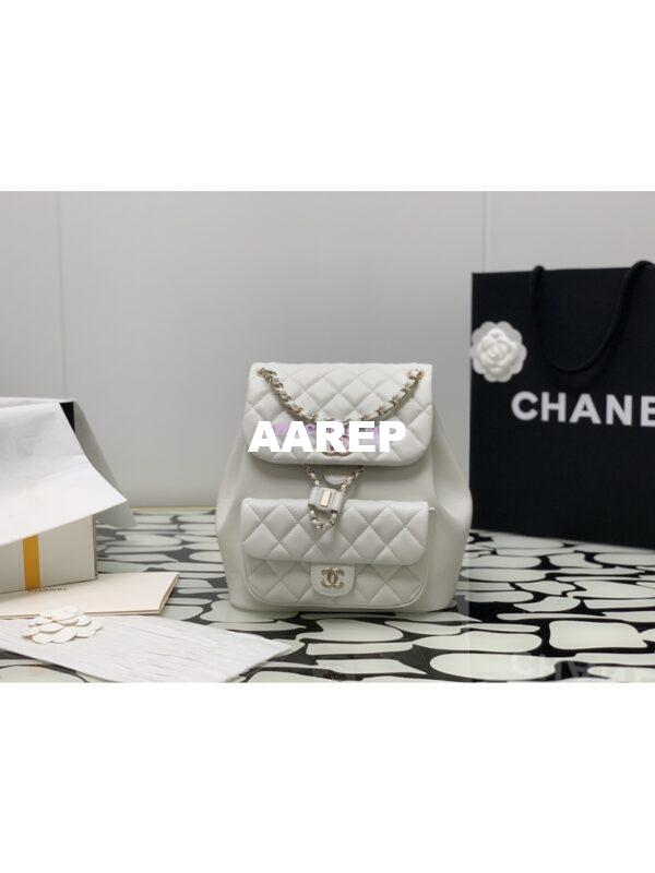 Replica Chanel 24P Large Duma Backpack in Calfskin AS3618 White 3