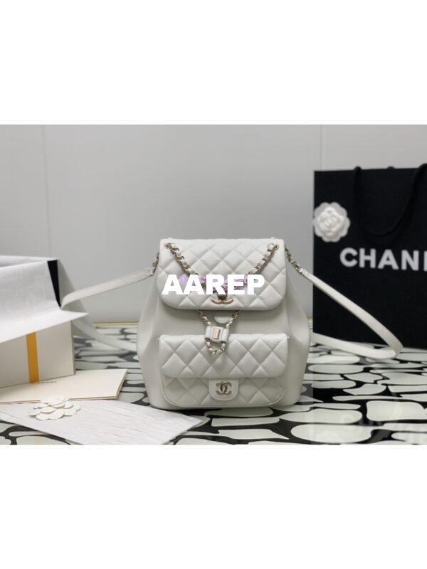Replica Chanel 24P Large Duma Backpack in Calfskin AS3618 White 4