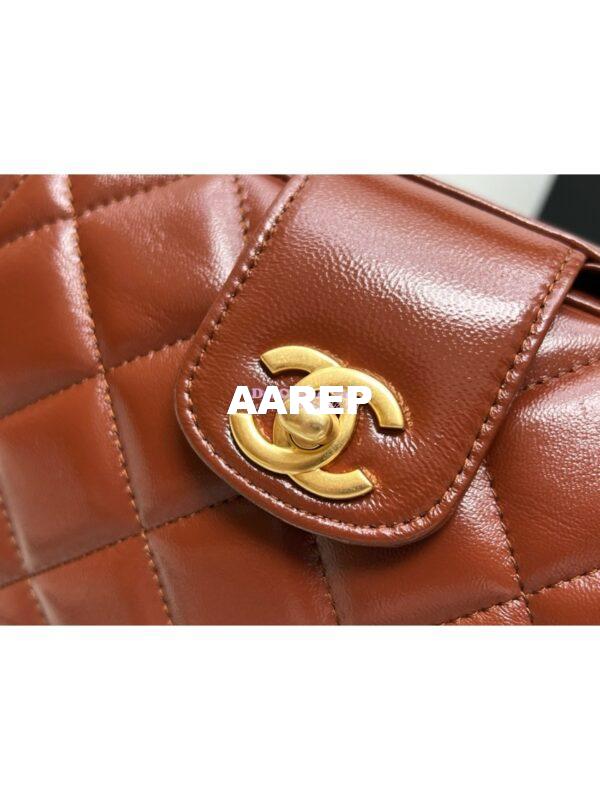 Replica Chanel 24P Shiny Lambskin Small Bag With Top Handle AS4959 Brown 5