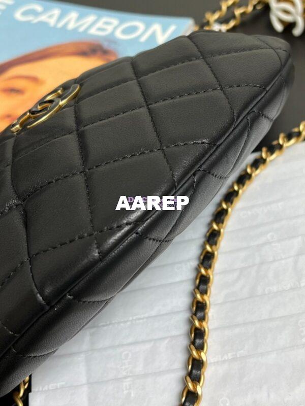 Replica Chanel 24SS Waist Bag in Shiny Lambskin and Enamel AP4113 Black 9