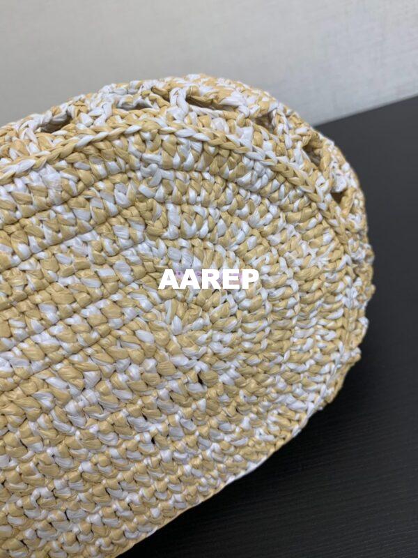 Replica Chanel 24P Small Tote Raffia Effect Braided AS4714 Beige & White 11