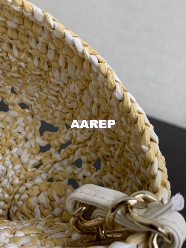 Replica Chanel 24P Small Tote Raffia Effect Braided AS4714 Beige & White 16