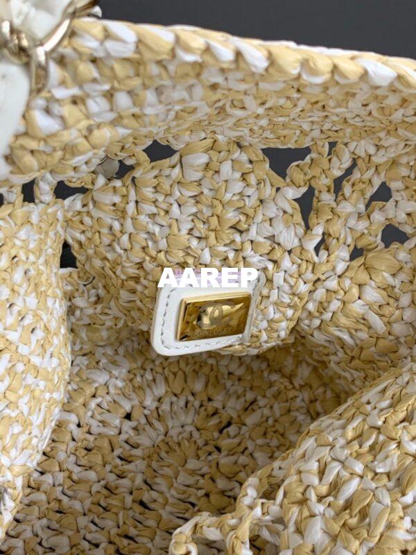 Replica Chanel 24P Small Tote Raffia Effect Braided AS4714 Beige & White 20