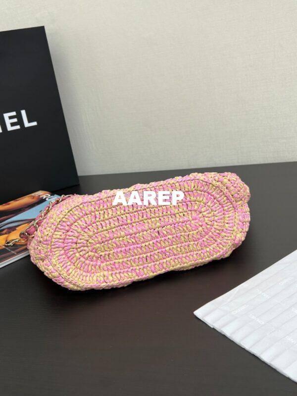 Replica Chanel 24P Small Tote Raffia Effect Braided AS4714 Beige & Pink 17