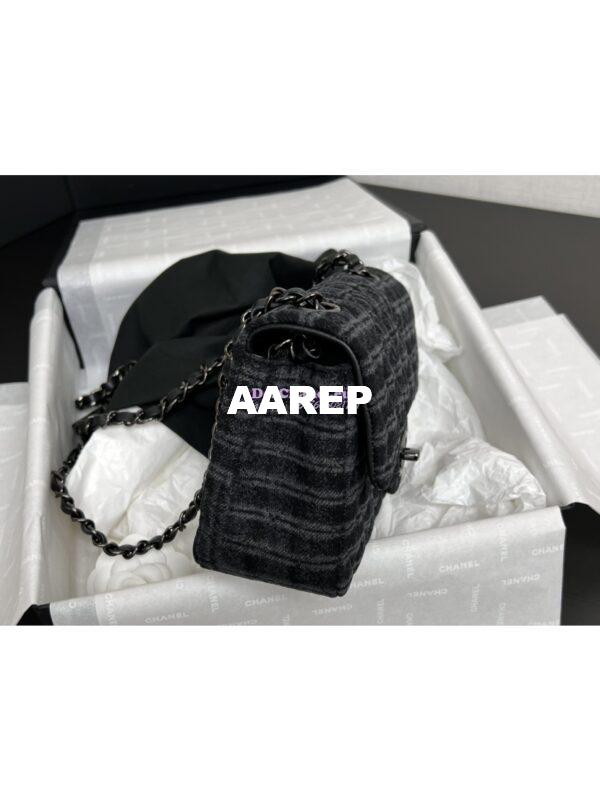 Replica Chanel 24SS CF A69900 Small Classic Flap Bag Qulited Printed Denim & Ruthenium-Finish Metal Black & Gray 6