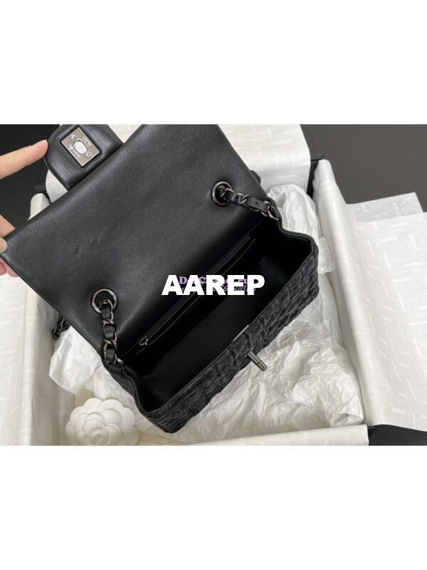Replica Chanel 24SS CF A69900 Small Classic Flap Bag Qulited Printed Denim & Ruthenium-Finish Metal Black & Gray 8