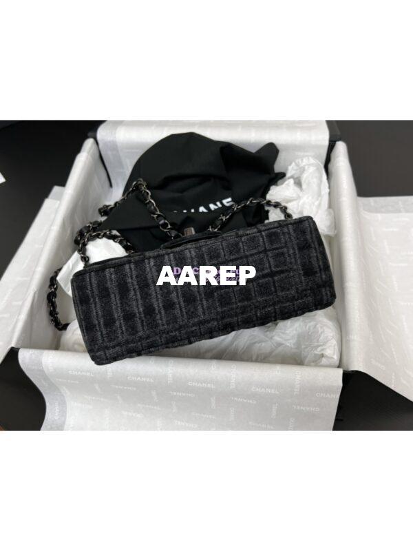 Replica Chanel 24SS CF A69900 Small Classic Flap Bag Qulited Printed Denim & Ruthenium-Finish Metal Black & Gray 11