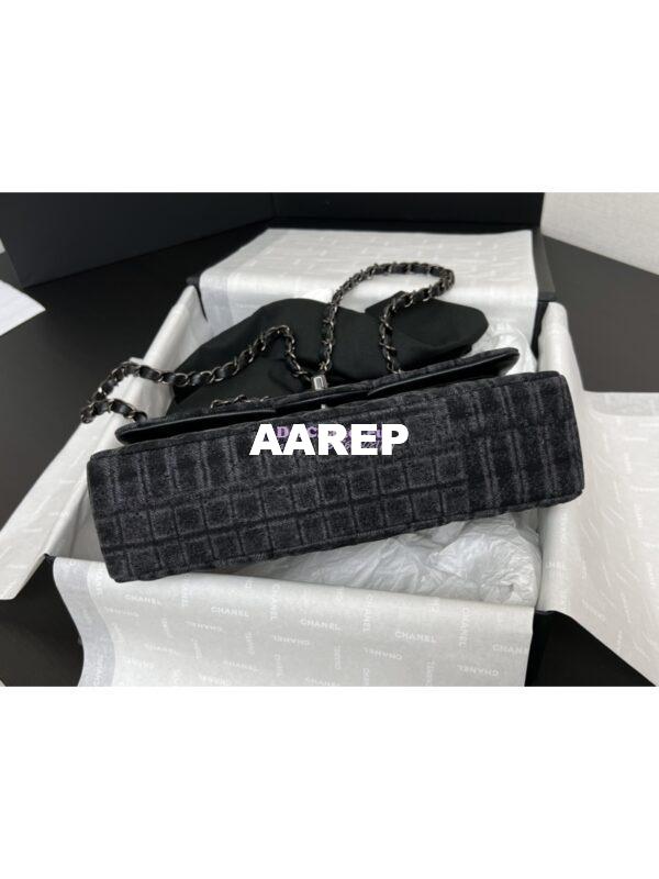Replica Chanel 24SS CF A01112 Classic Flap Bag Qulited Printed Denim & Ruthenium-Finish Metal Black & Gray 5