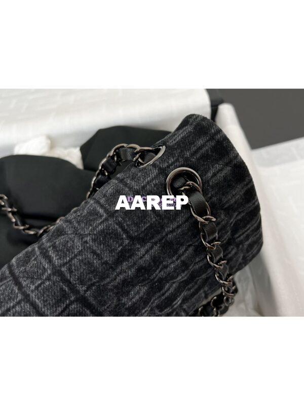 Replica Chanel 24SS CF A01112 Classic Flap Bag Qulited Printed Denim & Ruthenium-Finish Metal Black & Gray 6