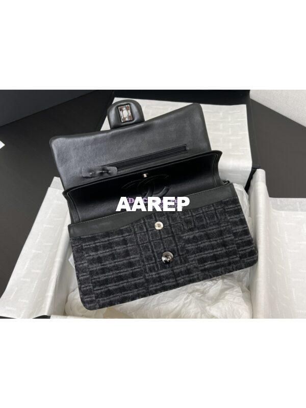 Replica Chanel 24SS CF A01112 Classic Flap Bag Qulited Printed Denim & Ruthenium-Finish Metal Black & Gray 8
