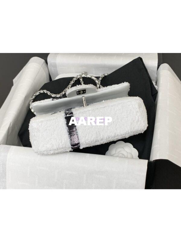 Replica Chanel 24SS Small Flap Bag AS4418 Sequins CC Bow Limited Edition White 11
