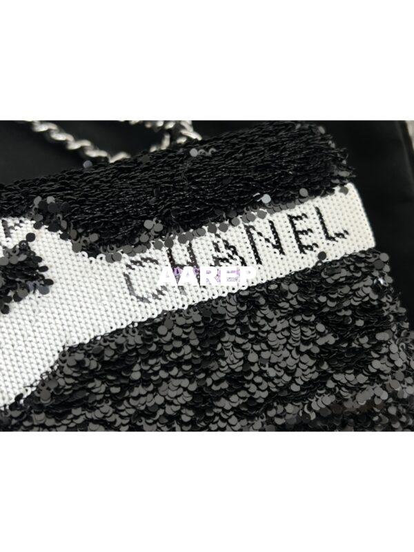 Replica Chanel 24SS Small Flap Bag AS4418 Sequins CC Bow Limited Edition Black 5