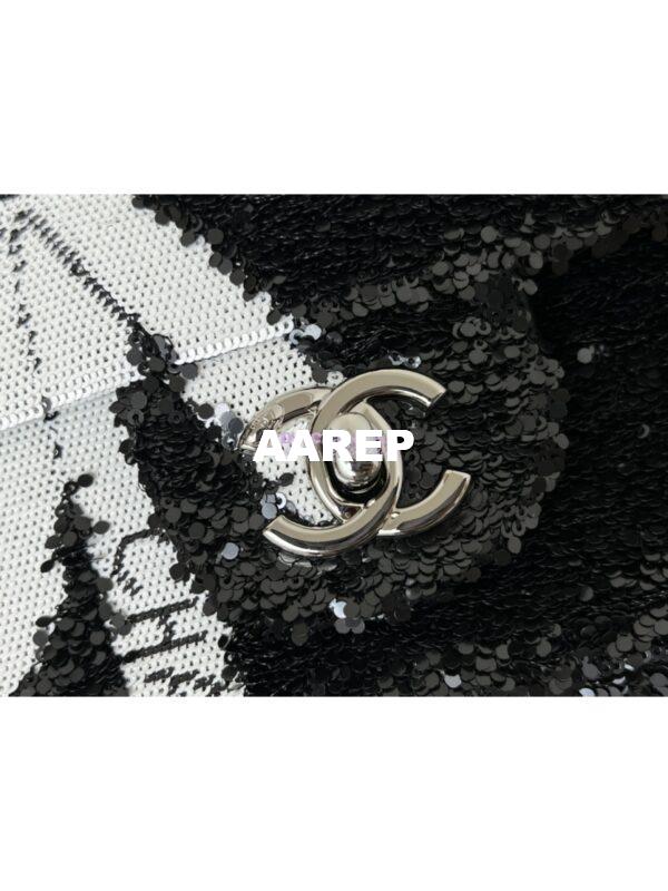 Replica Chanel 24SS Small Flap Bag AS4418 Sequins CC Bow Limited Edition Black 8