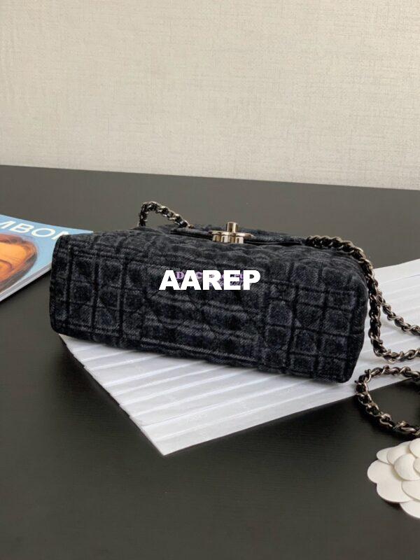 Replica Chanel Mini Shopping Bag Printed Denim & Ruthenium-Finish Metal Black & Gray AS4416 5